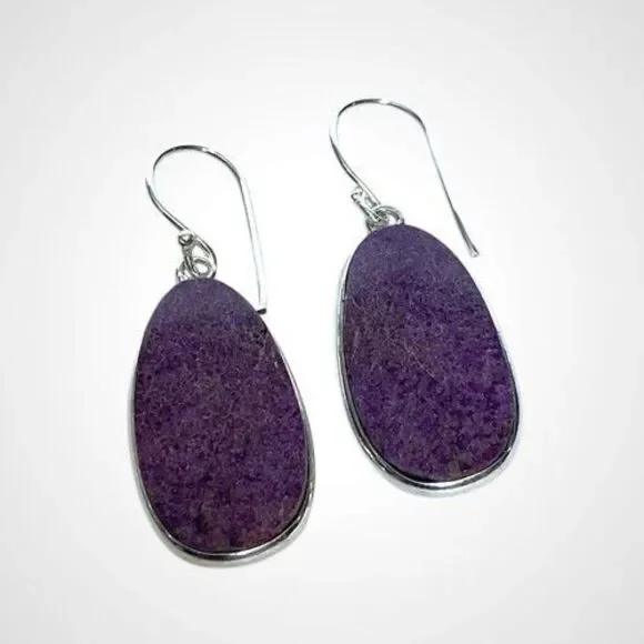 NWOB Boho Handmade Purpurite Jasper Earrings Sterling Silver Gemstone Jewelry - Picture 8 of 14